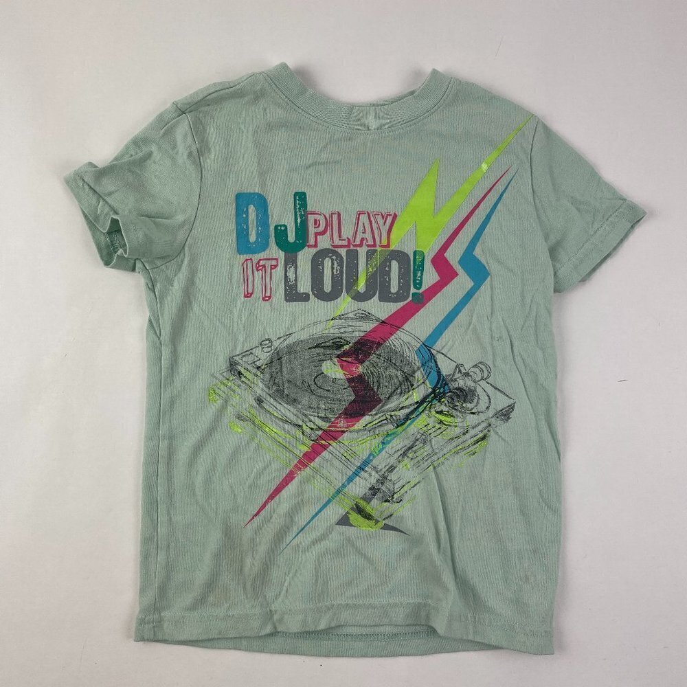 Cat & Jack Tshirt Boys XS Green DJ Graphic Short Sleeve